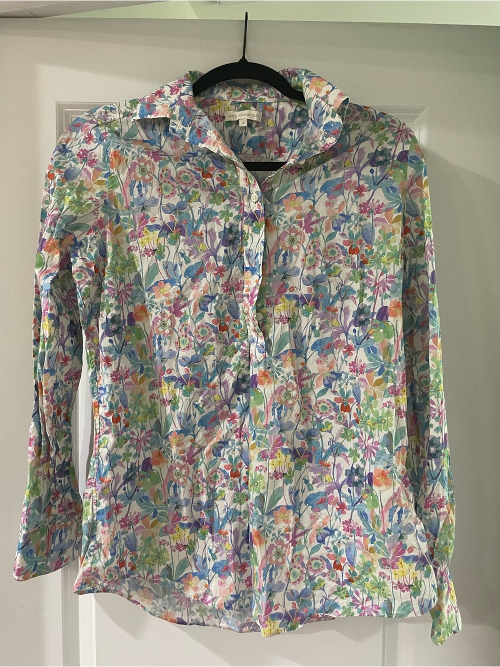 ANN MASHBURN Floral Button-Down Shirt — Multi-Color